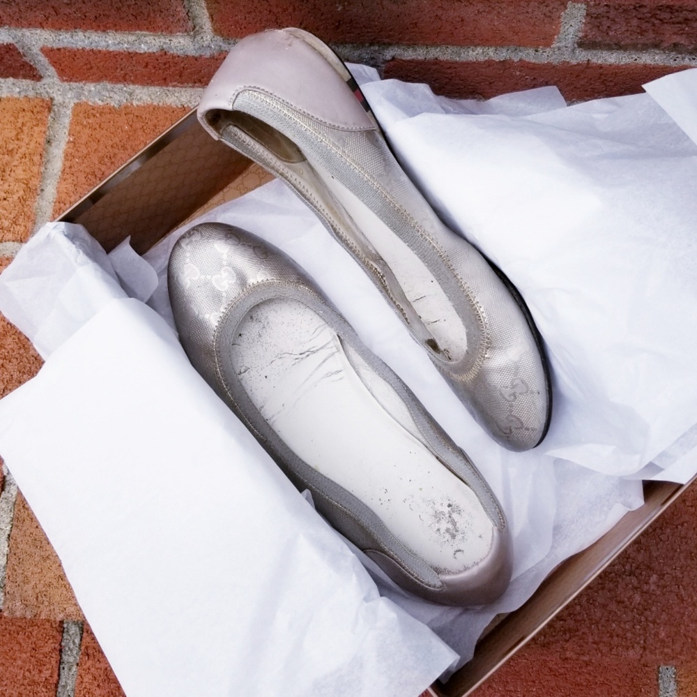 Gucci Silver Imprimé Ballet Flat - Picture 6 of 8